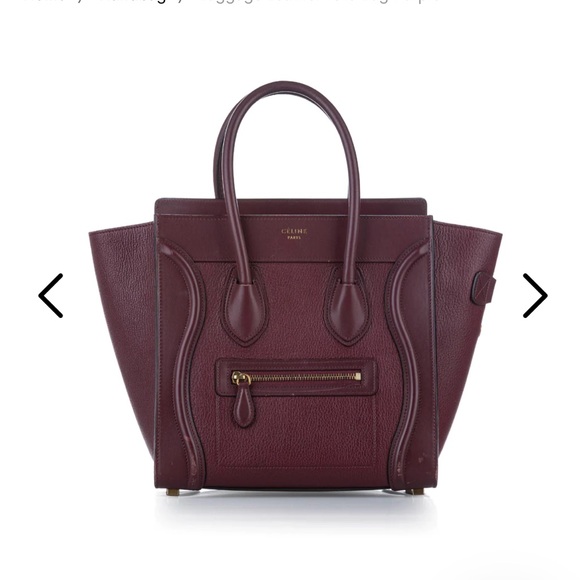 Céline Paris Tote Leather Travel Bag in Burgundy Mini Luggage Bag with Tag - Picture 5 of 7